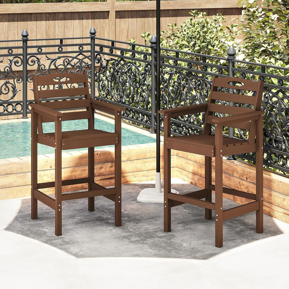 Crefise Tall Adirondack Bar Chairs, Set of 2 - Brown