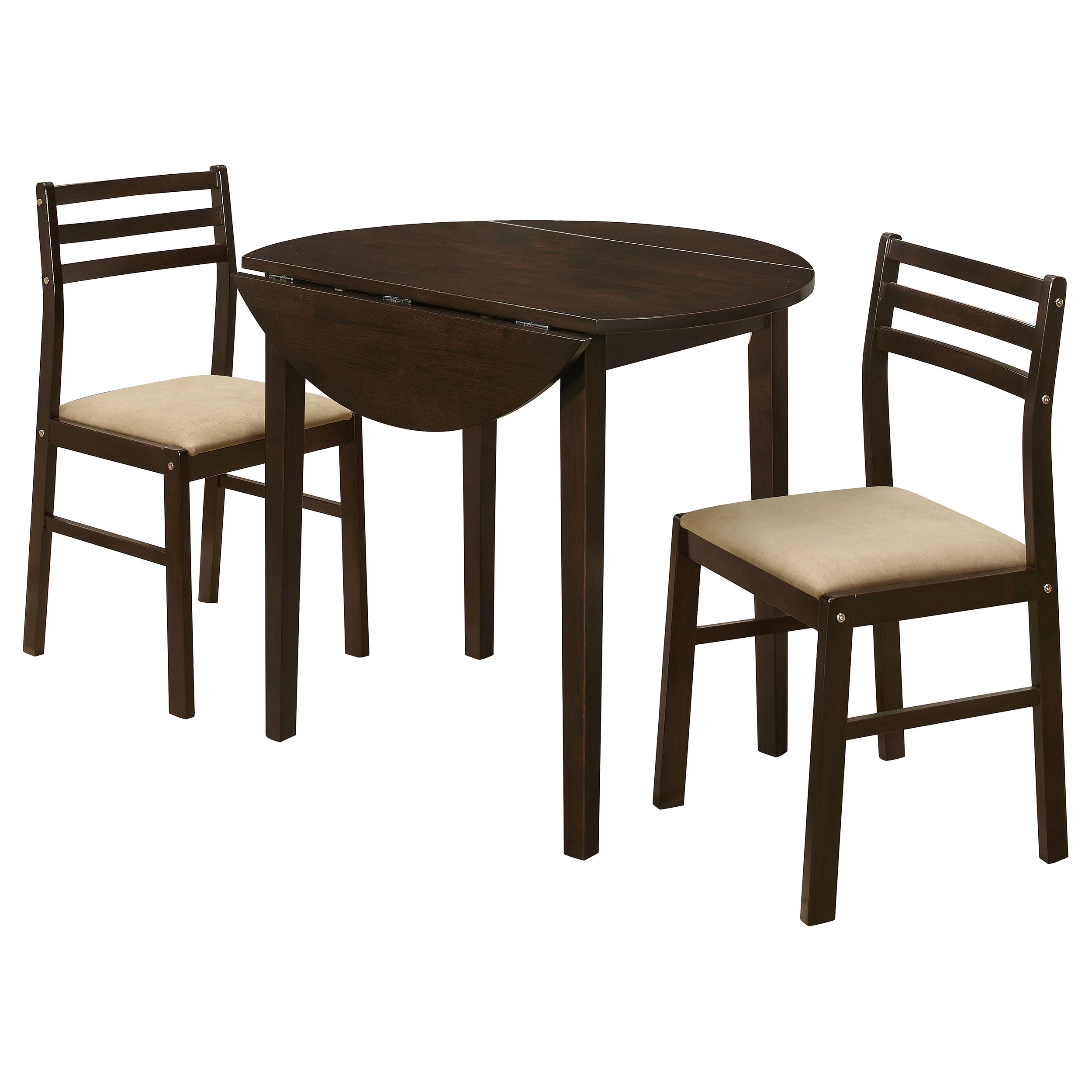 Bucknell 3-piece Round Drop Leaf Dining Table Set Cappuccino — view 1