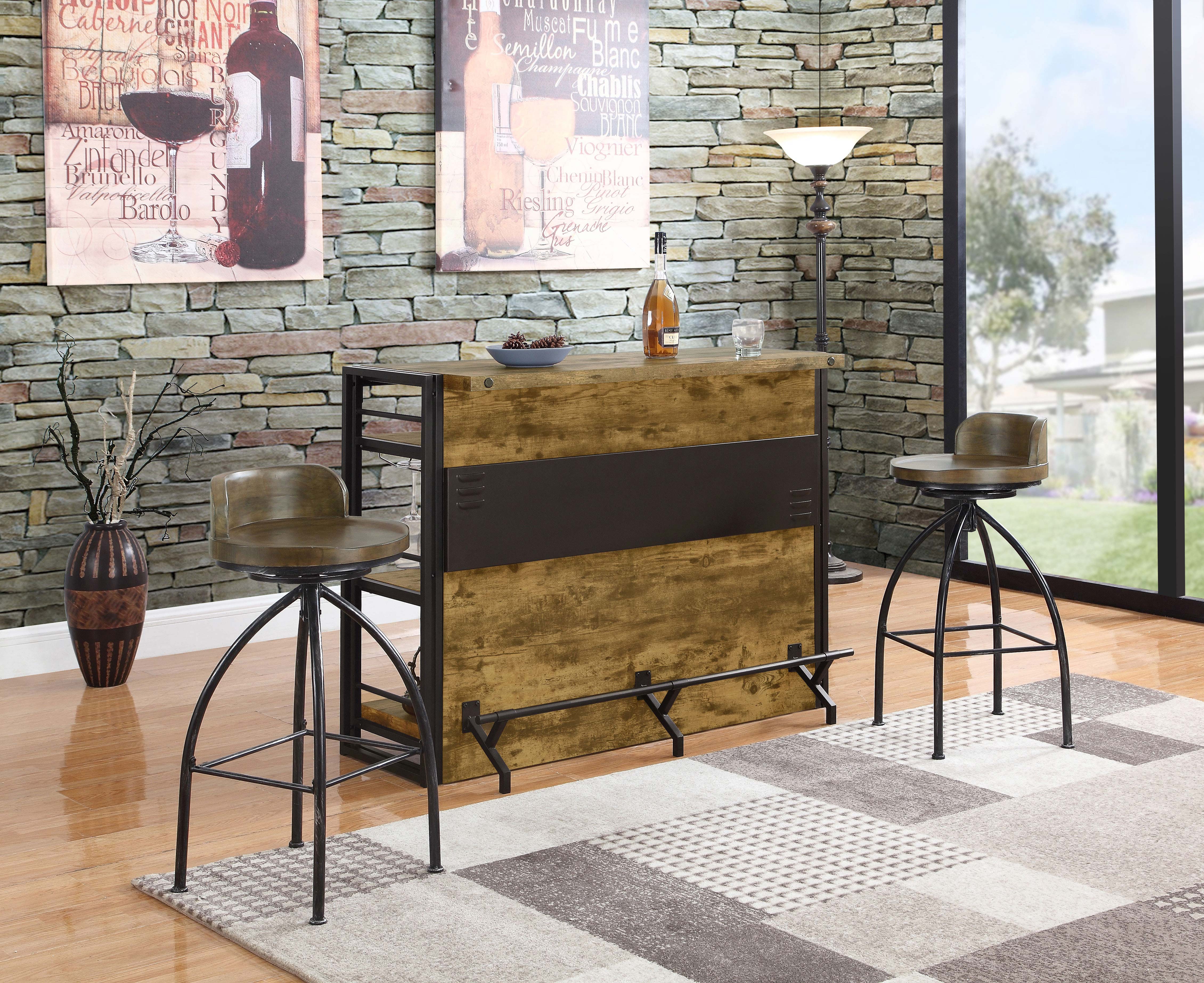 Renaldi 3-shelf Home Bar Wine Cabinet Rustic Nutmeg — view 11