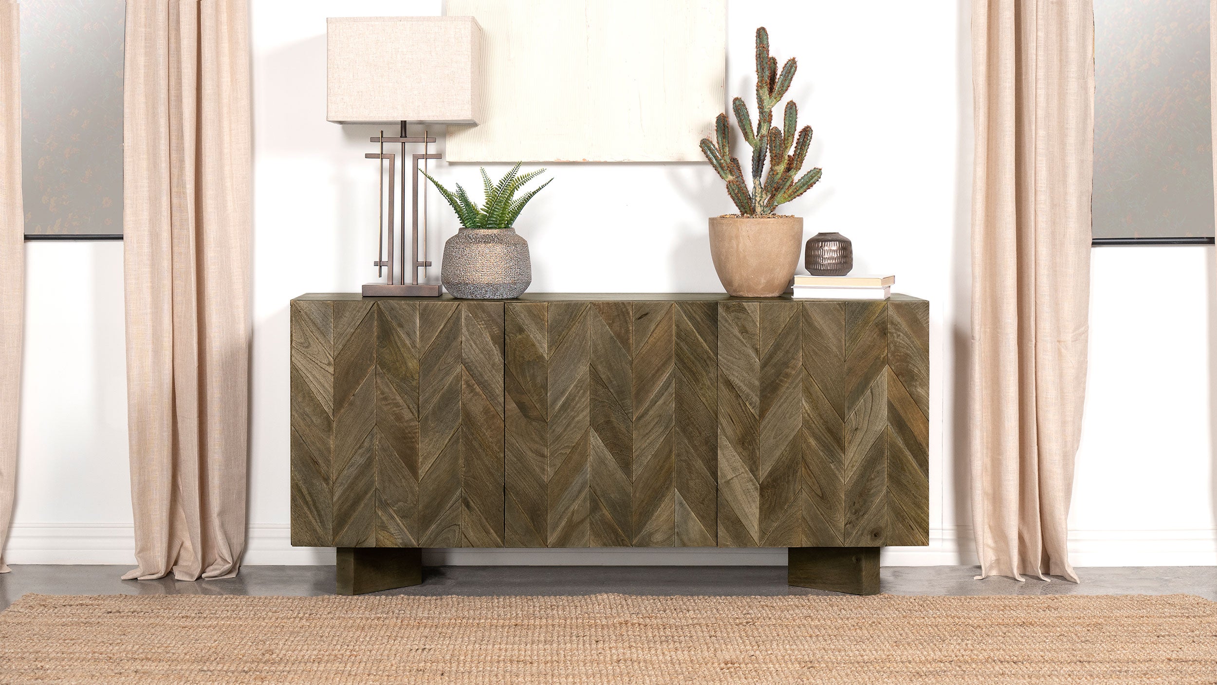 Tyler 3-door Solid Wood Sideboard Buffet Cabinet Mango Brown — view 2