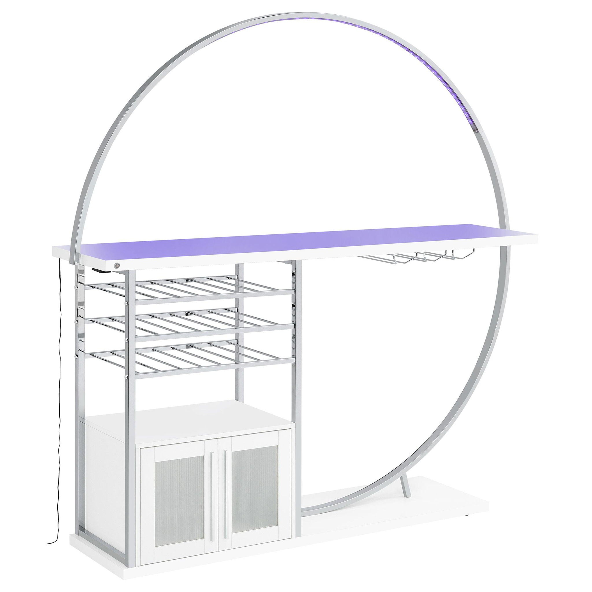 Risley 2-door Circular LED Wine Cabinet White High Gloss