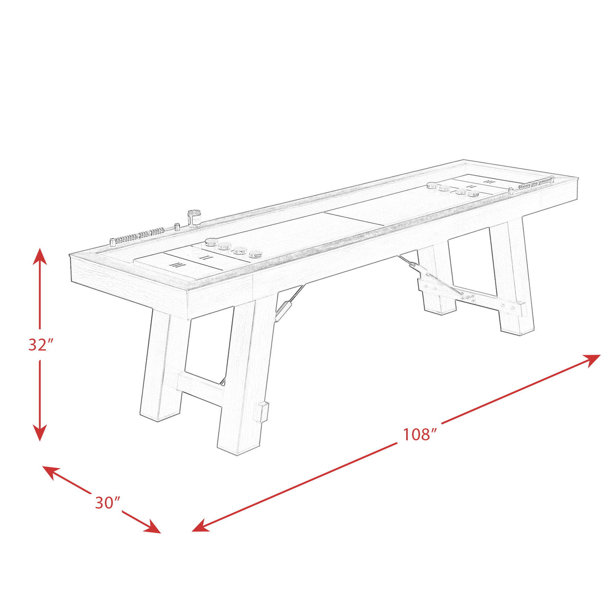 Titus 108" Shuffleboard Table in Brown by Elements International, view 3