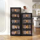 Folding Storage Cabinet With Magnetic Doors And Wheels