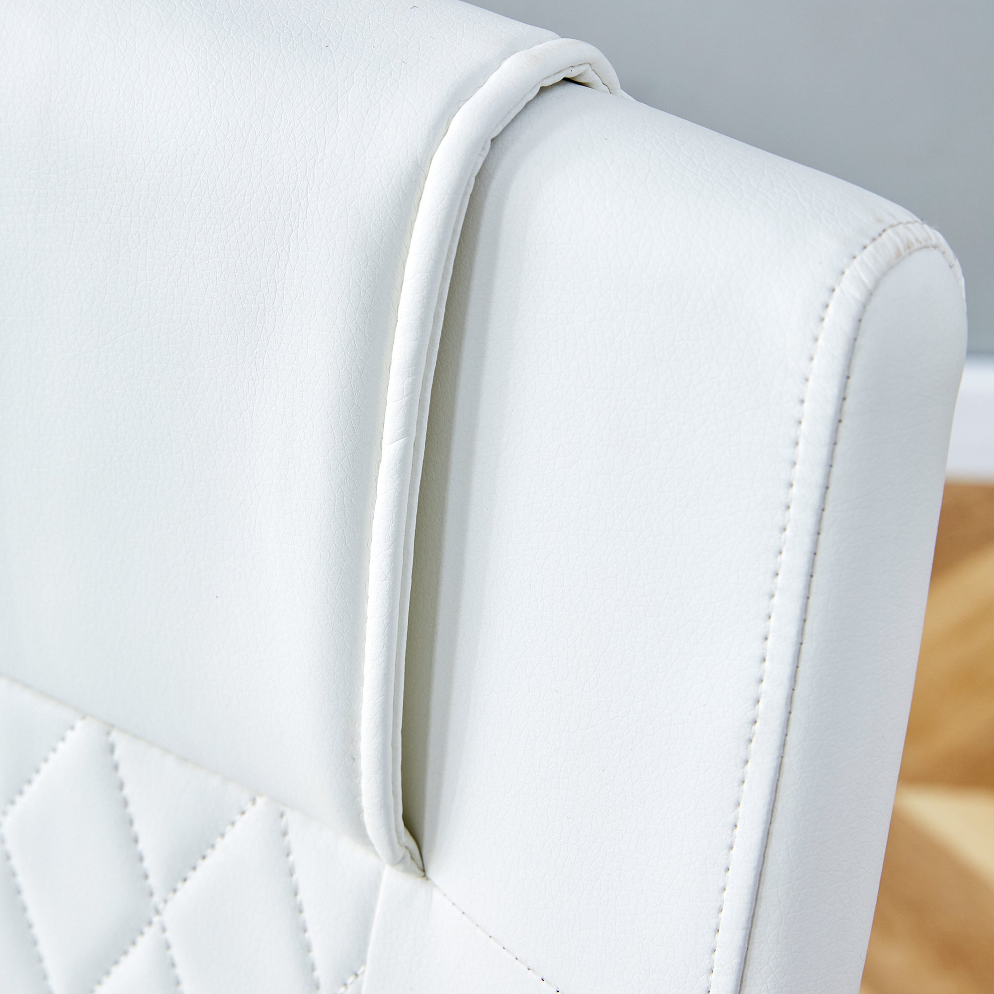 Modern dining chairs with faux leather upholstered seats - dining room chairs with metal legs, suitable for kitchen, living room, bedroom, dining room side chairs, set of 6 pieces (white+PU leather)