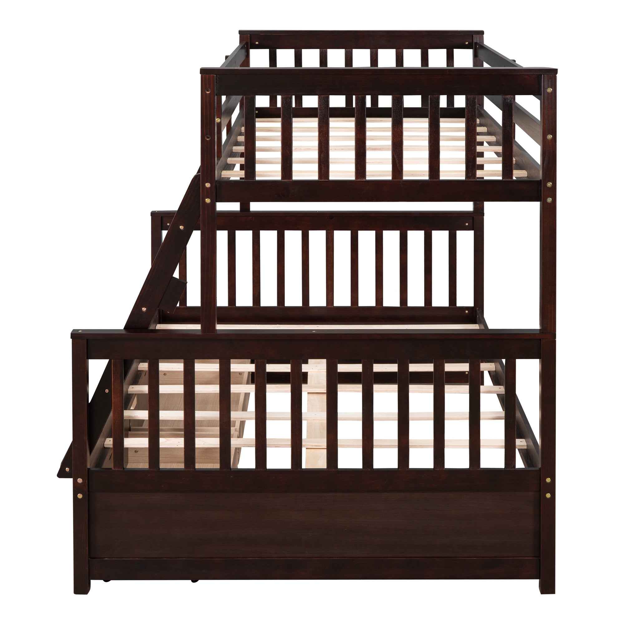 Twin-Over-Full Bunk Bed with Ladders and Two Storage Drawers(Espresso)( old sku:LT000165AAP)