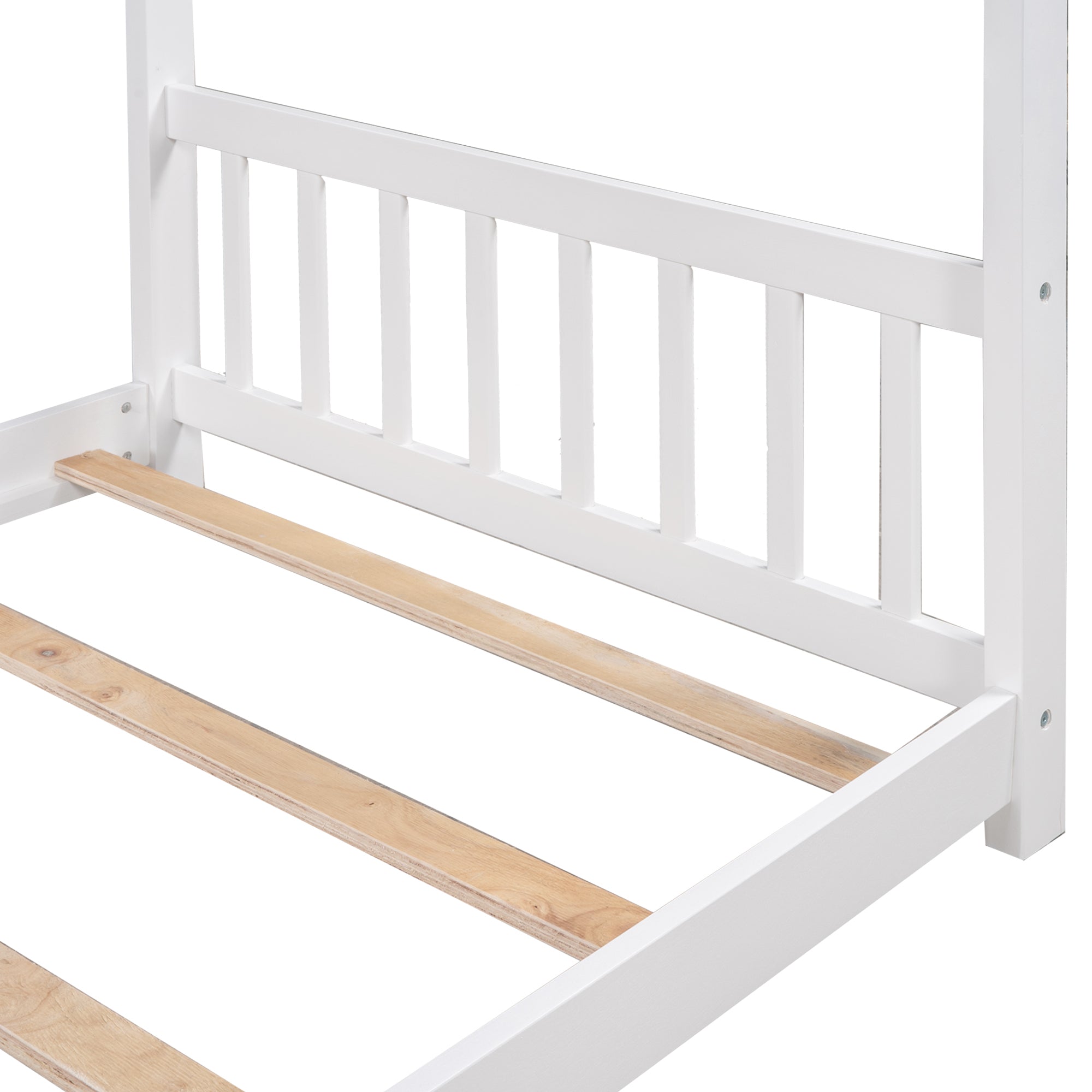 Twin Size House Platform Bed with Headboard and Footboard,Roof Design,White - Atlantic Fine Furniture Melbourne FL