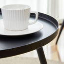 Modern 3 Piece Set, Anti - Spill Round Coffee Table, 2 Rattan Swivel Chairs, Outdoor Patio Furniture For Tea Time - Black / Wood