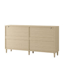 Rattan Buffet Cabinet With Storage, 4 Door Sideboard, Adjustable Shelves - Natural