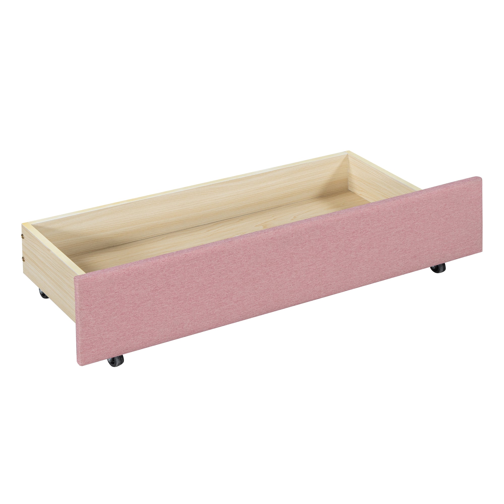 Full Size Upholstered Daybed with 2 Storage Drawers Sofa Bed Frame No Box Spring Needed, Linen Fabric (Pink) - Atlantic Fine Furniture Melbourne FL