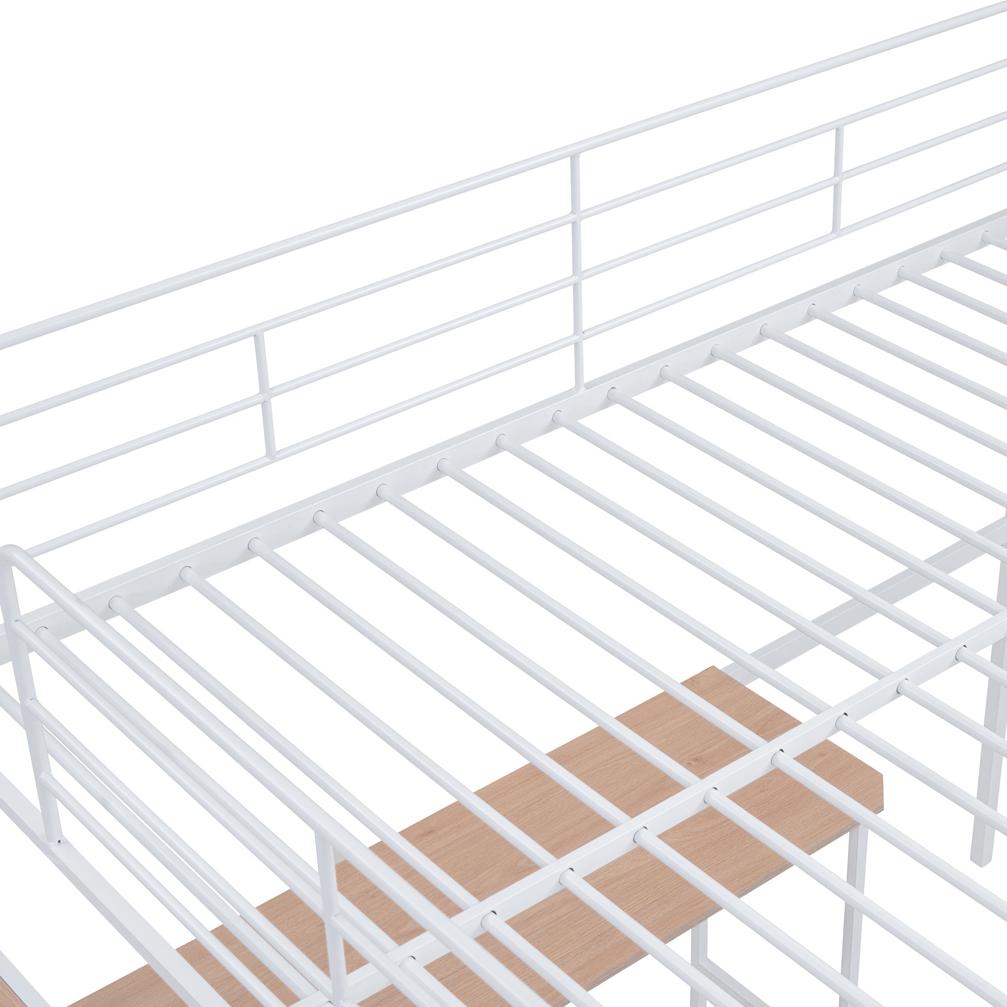 Full Size Metal Loft Bed with Desk and Lateral Storage Ladder, White - Atlantic Fine Furniture Melbourne FL