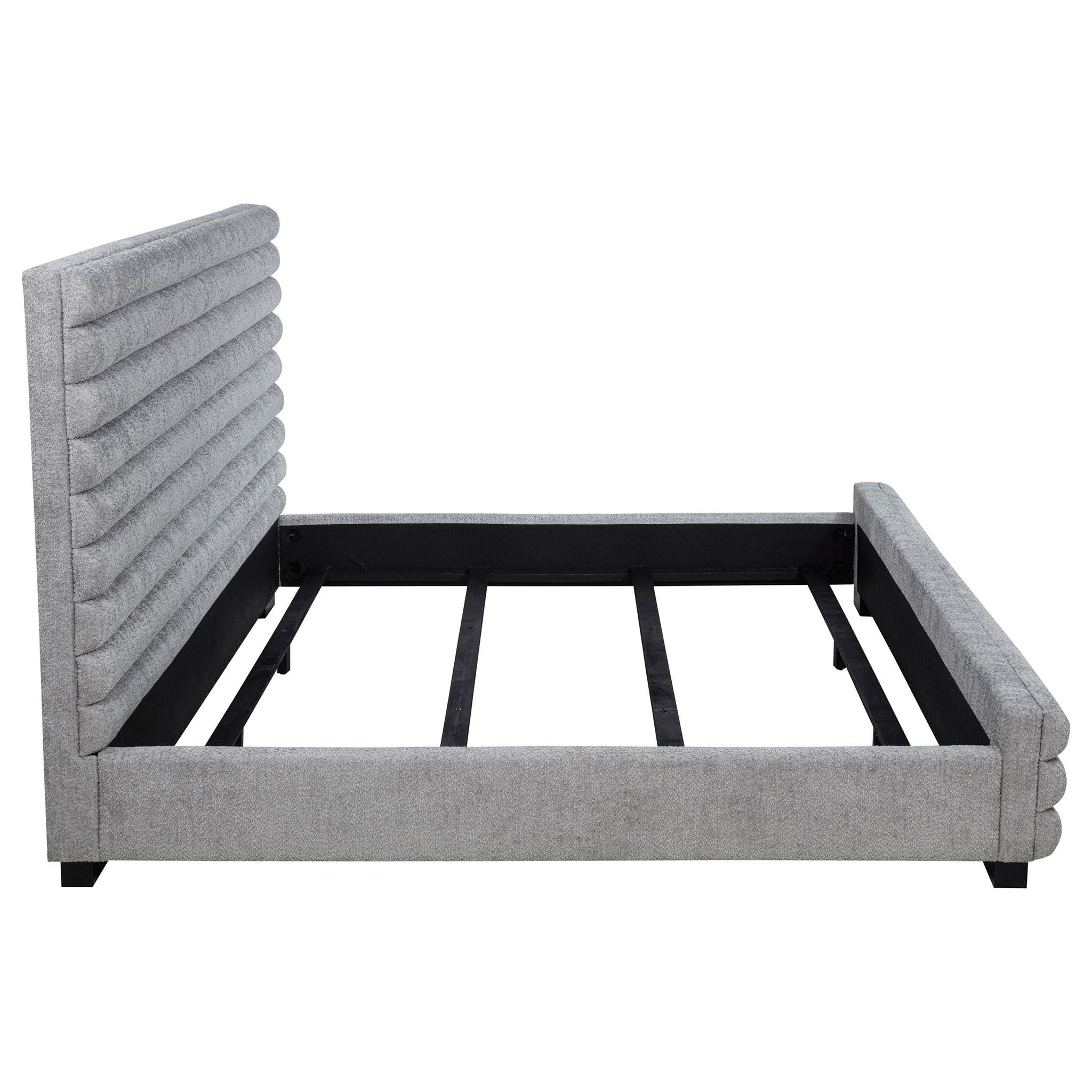 Patricia 58-inch Boucle Upholstered Eastern King Bed Grey