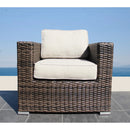 Patio Conversation Set For 2 With Cushions And Fire Pit - Brown