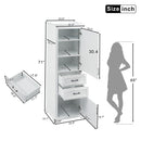 Freestanding Bathroom Vanity Tall With Damping Hinge Doors, Adjustable Shelves - White