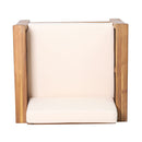 Acacia Wood Loveseat And Coffee Table Set With Cushions