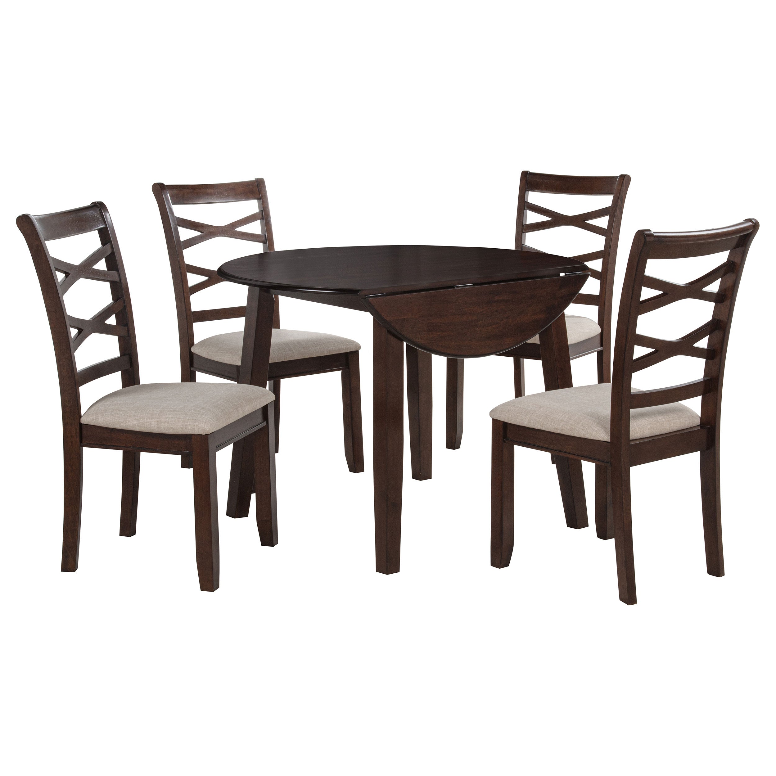 Barton 5-piece Round Wood Dining Table Set Dark Brown — view 1