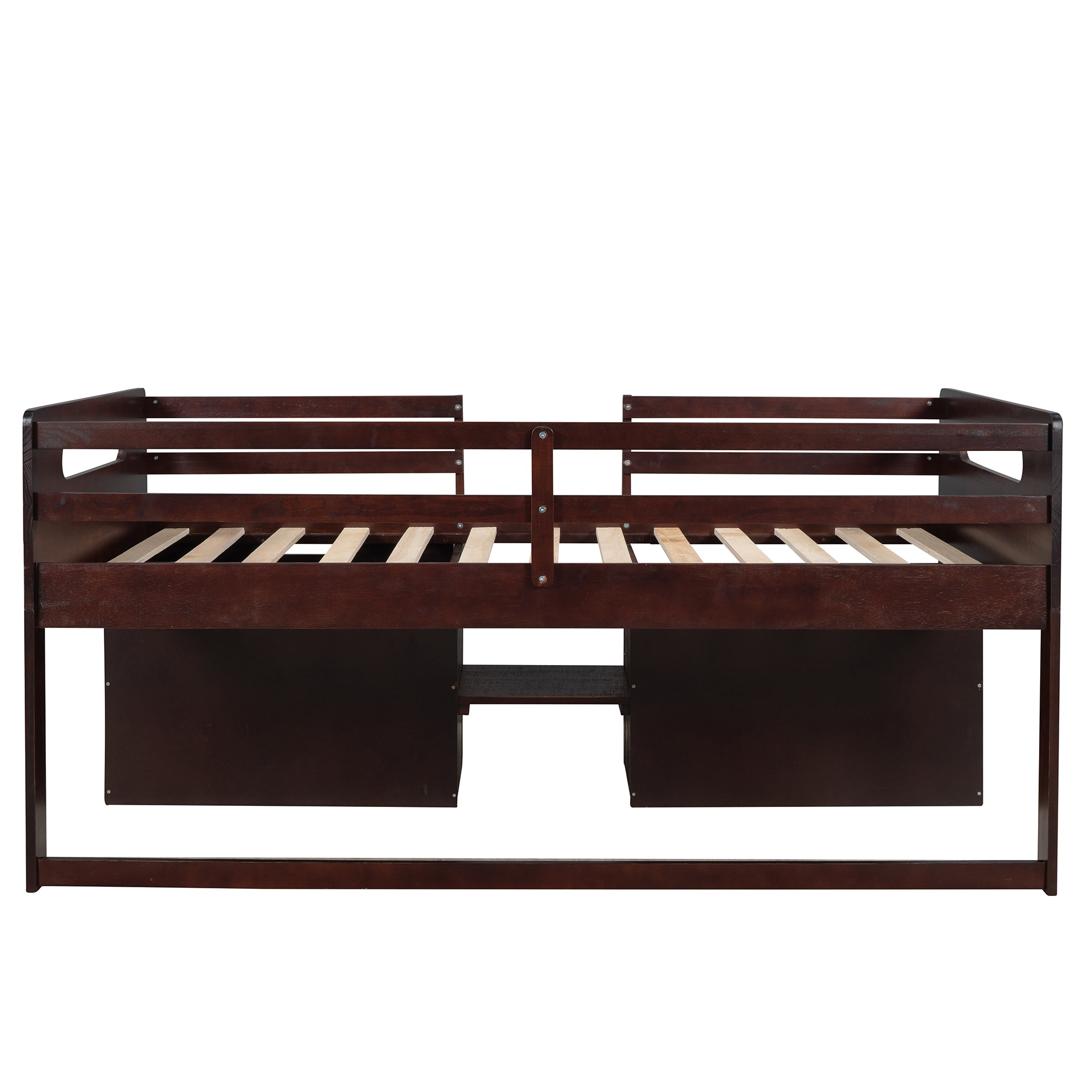Twin size Loft Bed with Two Shelves and Two drawers (Antique Espresso) - Atlantic Fine Furniture Melbourne FL