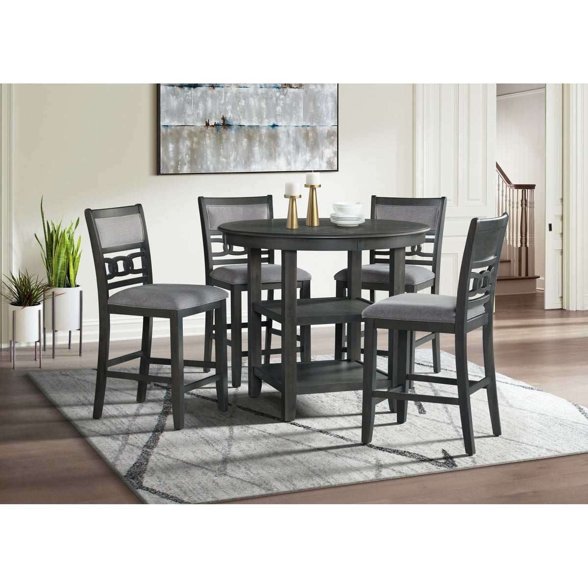 Amherst Counter Table With Wood Leg in Gray Finish by Elements International, view 2