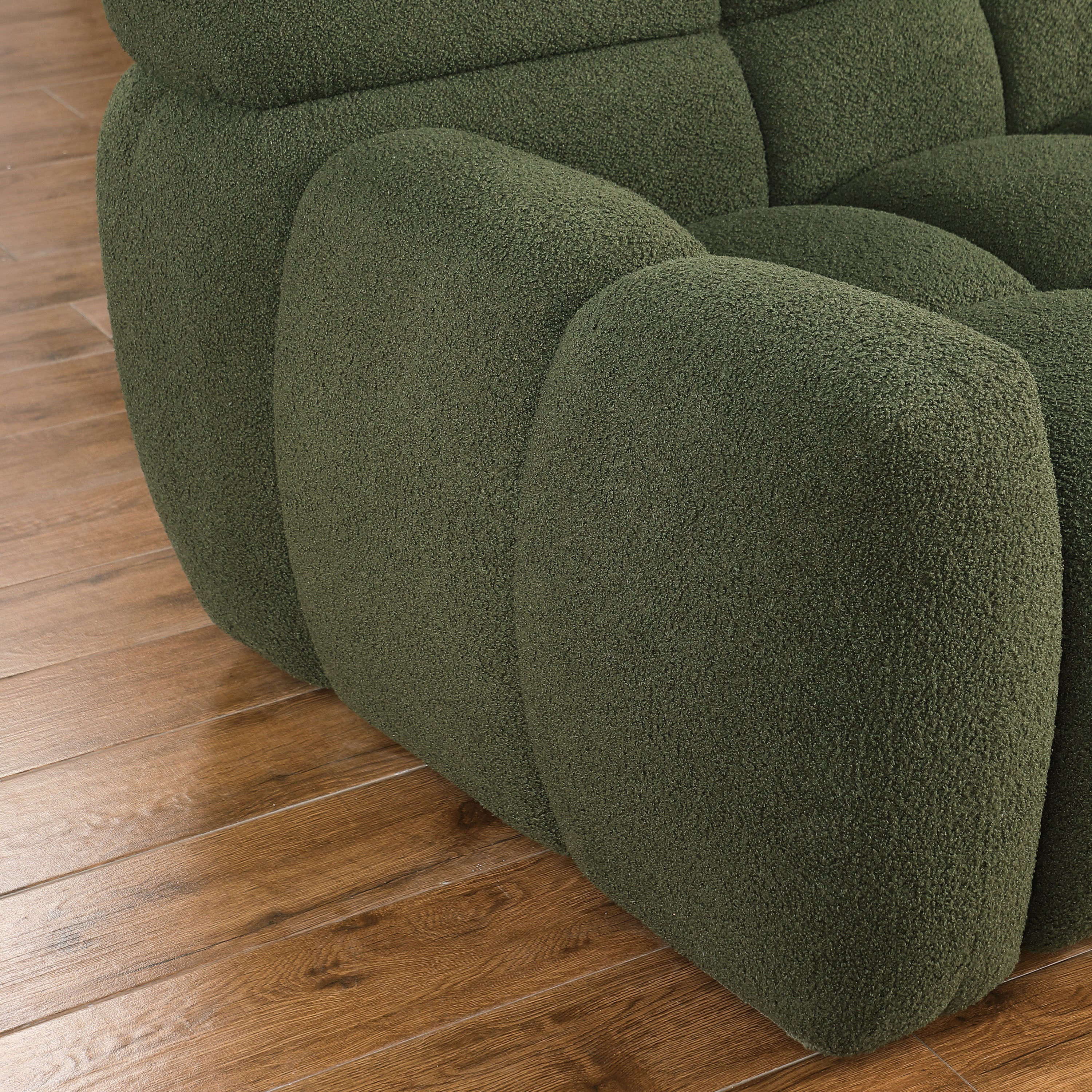 87.4 length ,35.83" deepth ,human body structure for USA people, marshmallow sofa,boucle sofa ,3 seater, OLIVE GREEN BOUCLE