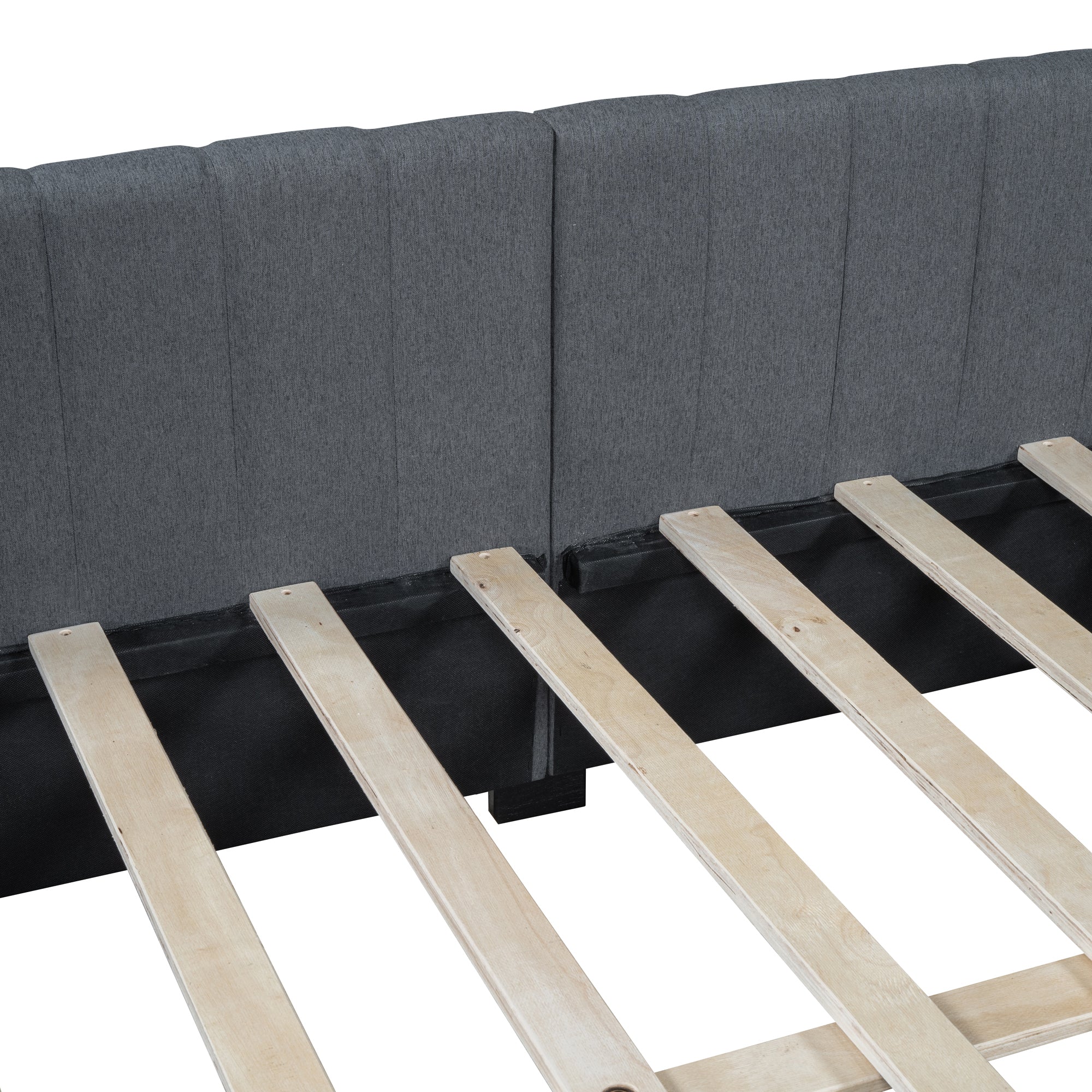 Full Size Upholstered Daybed with 2 Storage Drawers Sofa Bed Frame No Box Spring Needed, Linen Fabric (Gray) - Atlantic Fine Furniture Melbourne FL