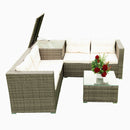 4 Piece Patio Sectional Wicker Rattan Outdoor Furniture Sofa Set With Storage Box