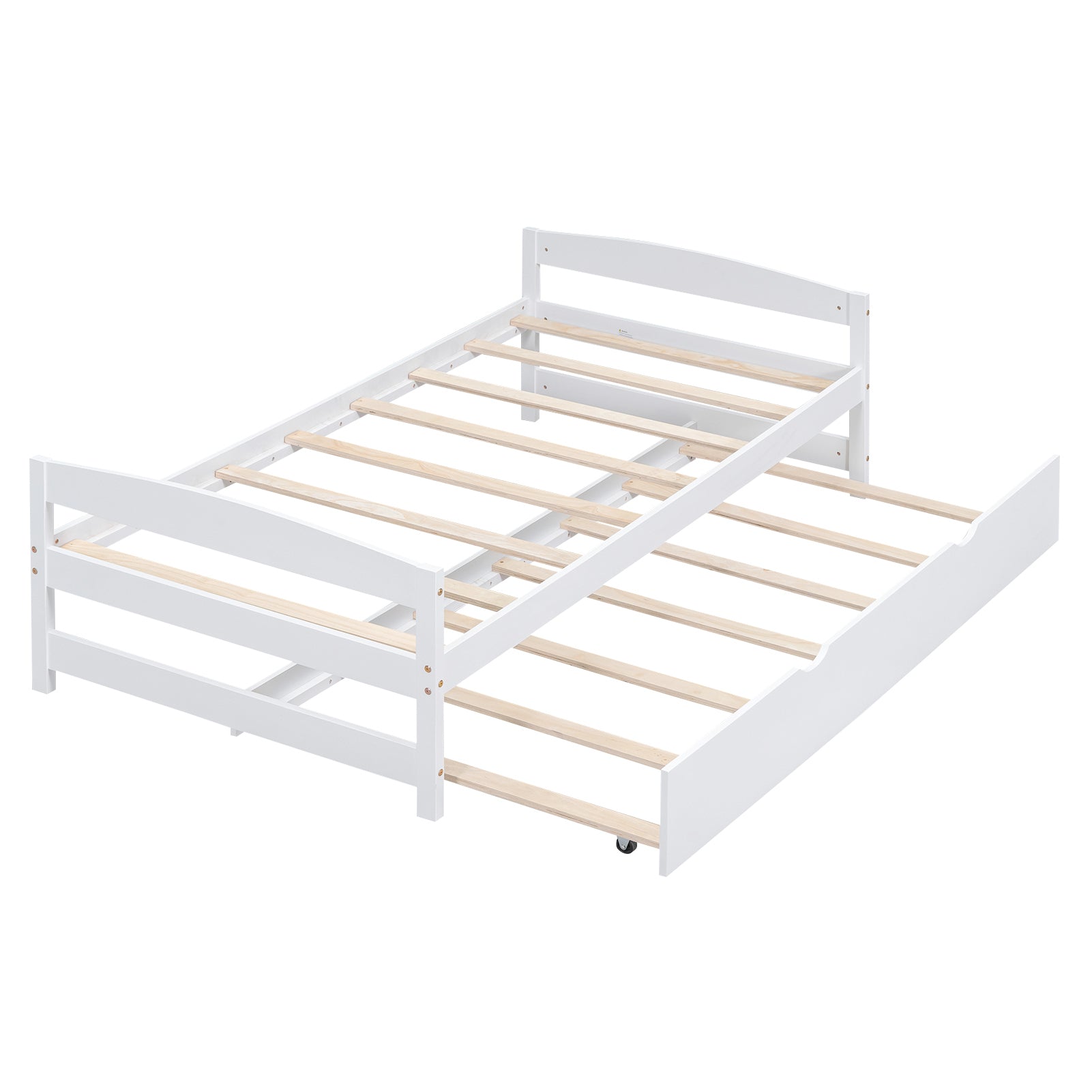 Twin Size Platform Bed with Twin Size Trundle, White - Atlantic Fine Furniture Melbourne FL