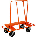 Heavy Duty Drywall Sheet Cart & Panel Dolly With 2400Lbs Capacity, Mold On Rubber Wheels, Steel Construction - Orange
