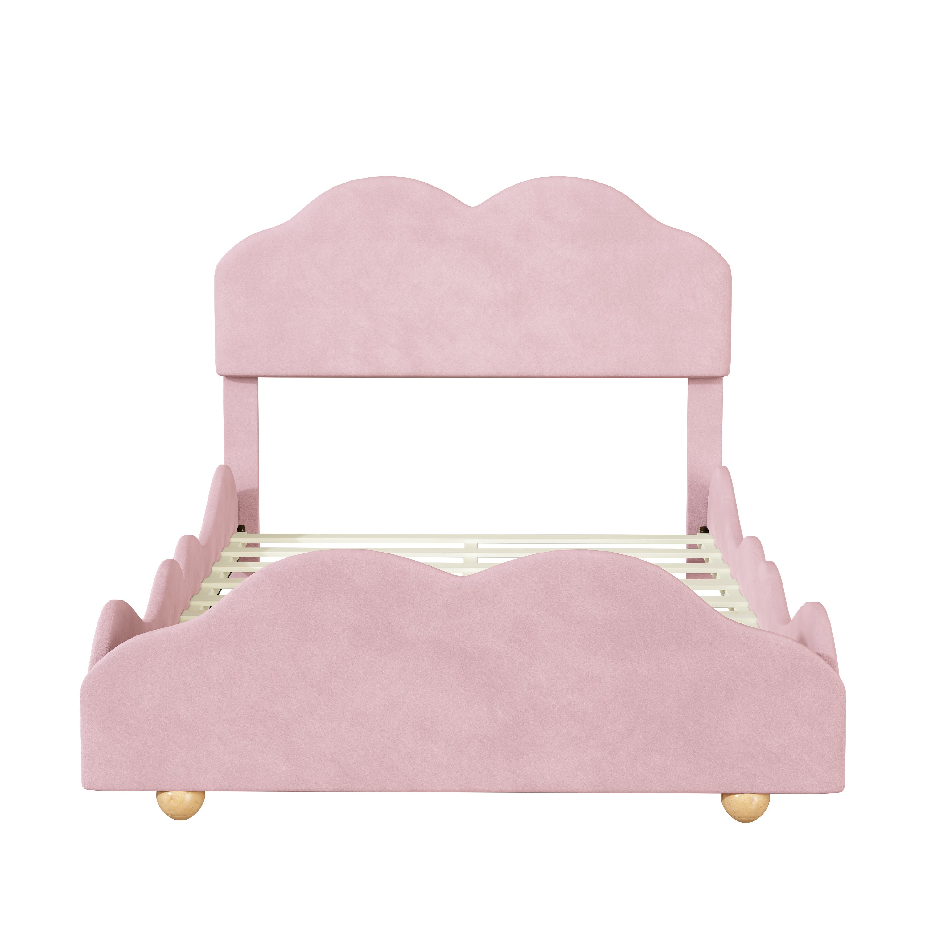 Full Size Upholstered Platform Bed with Cloud Shaped bed board, Light Pink - Atlantic Fine Furniture Melbourne FL