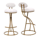 Round Print Bar Stools Upholstered Chairs For Kitchen (Set of 2)
