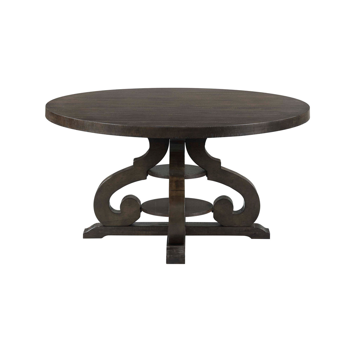 Stone Round Dining Table in Dark Brown by Elements International, view 2