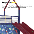 Jack - House Loft Bed With Slide And Curtain Set