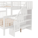 Stairway Bunk Bed With Storage And Guard Rail For Bedroom