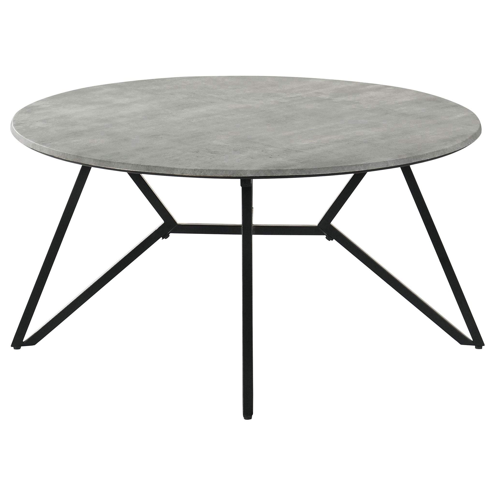 Hadi Round SmartTop Coffee Table Cement and Gunmetal - Atlantic Fine Furniture Melbourne FL