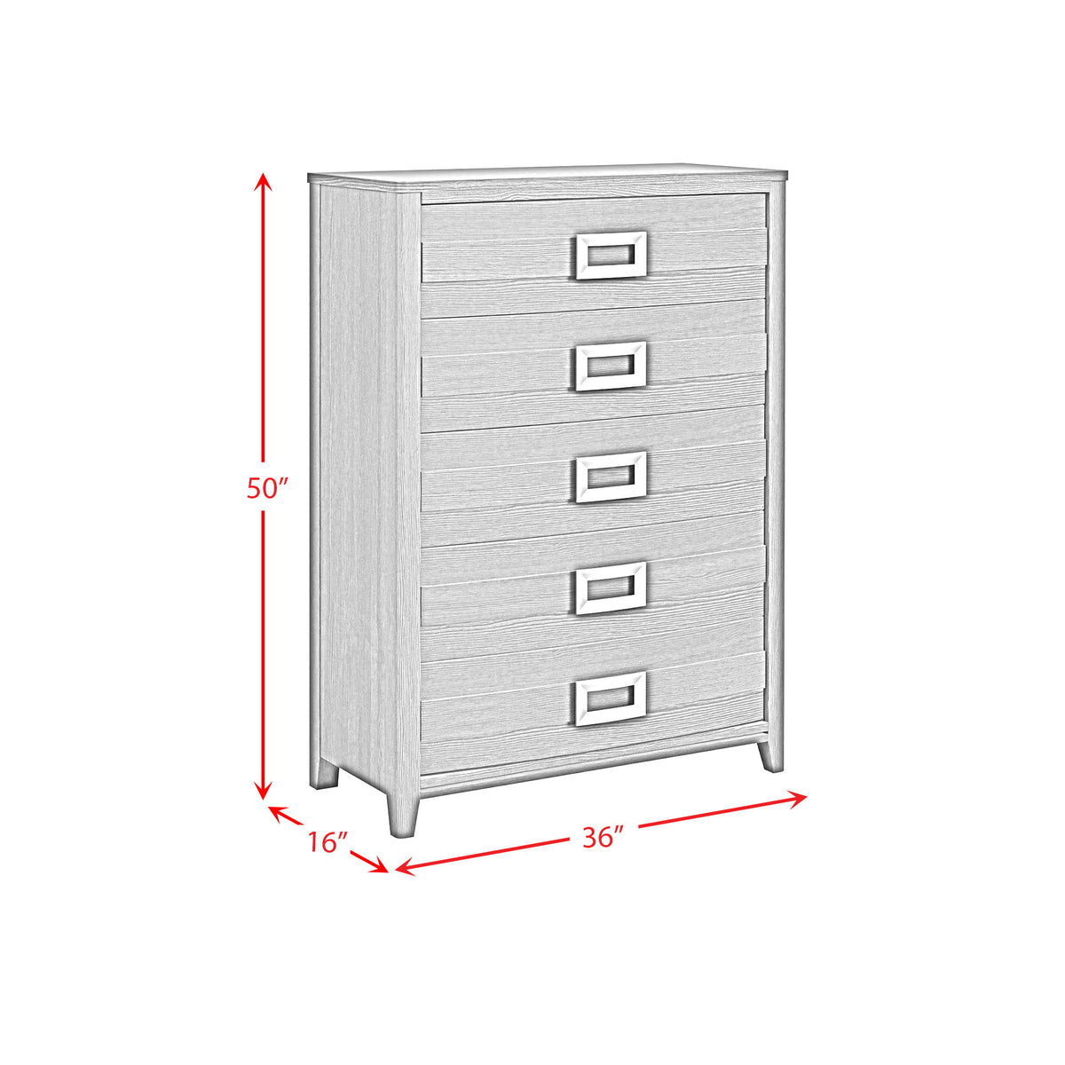 Tobias 5-Drawer Chest in Black by Elements International, view 3