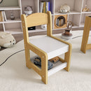 3 In 1 Kids Study Table & Chairs Set Multi Functional Activity Table With Detachable Blackboard Top - Natural Wood