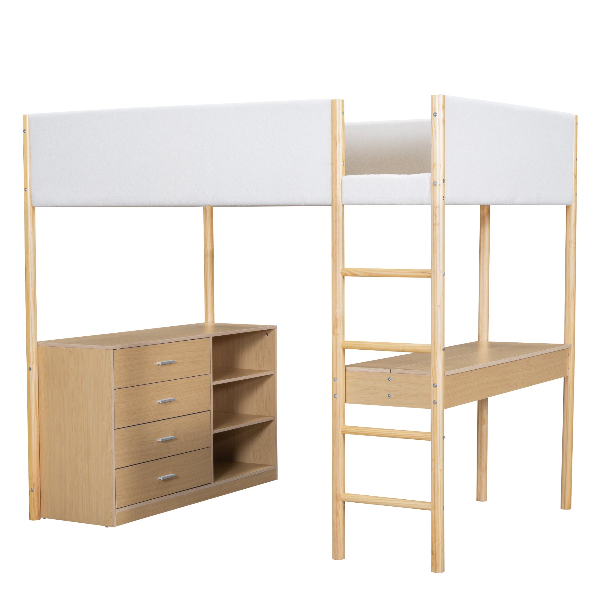 Full Size Teddy FleeceLoft Bed Wood Bed, Natural - Atlantic Fine Furniture Melbourne FL