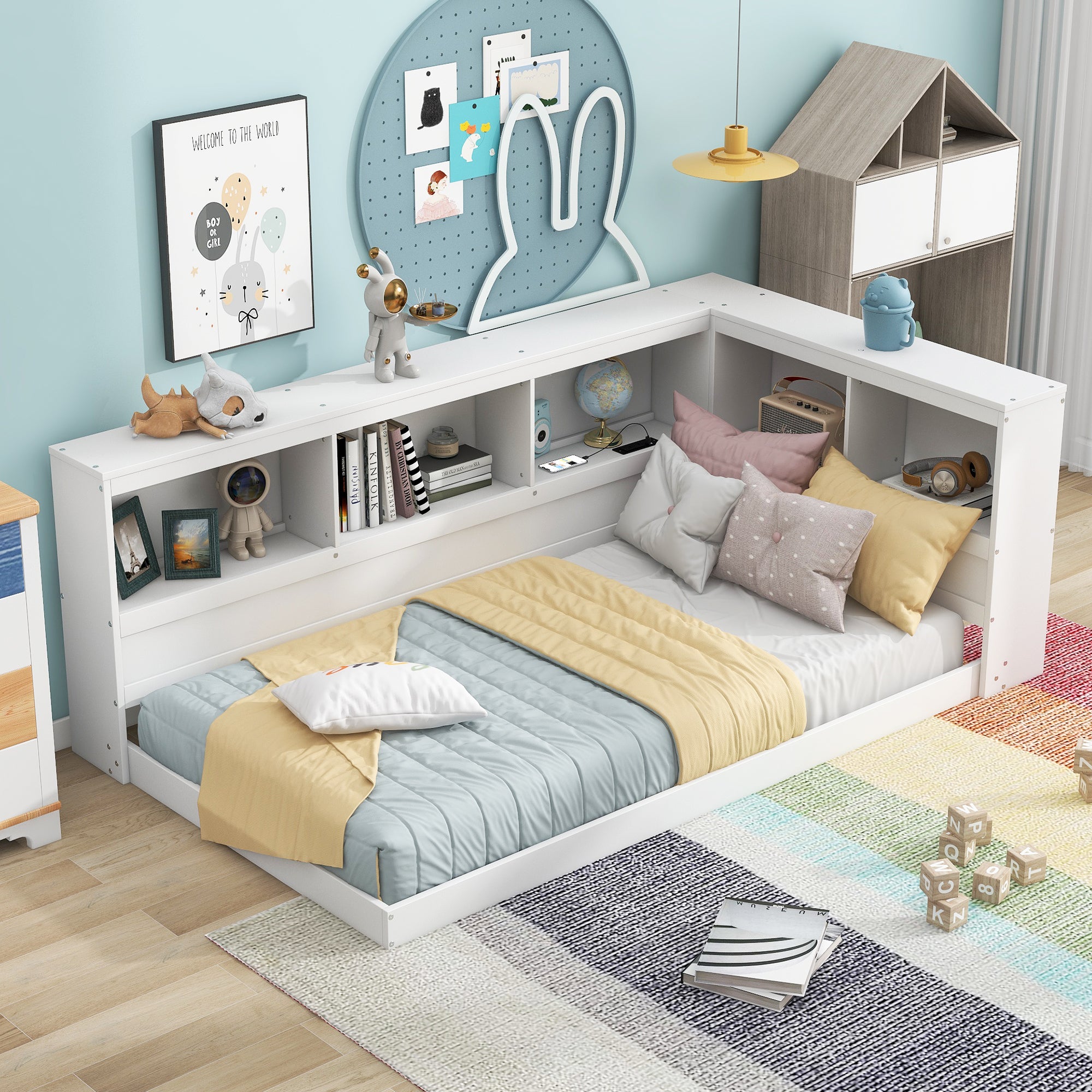 Wood Twin Size Daybed with Storage Cabinets and USB Ports, White - Atlantic Fine Furniture Melbourne FL