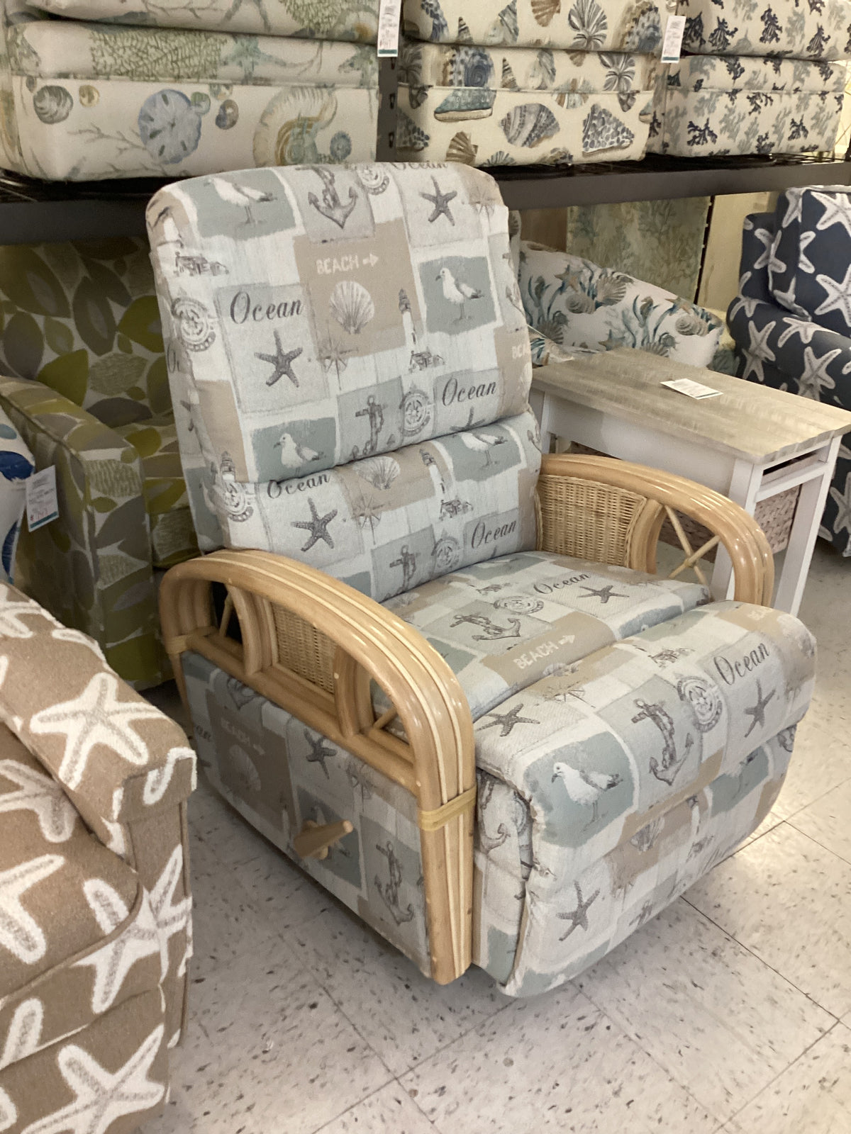 Custom Stanley Swivel Glider Recliner - Manual/Rattan Arm - Atlantic Fine Furniture Melbourne FL