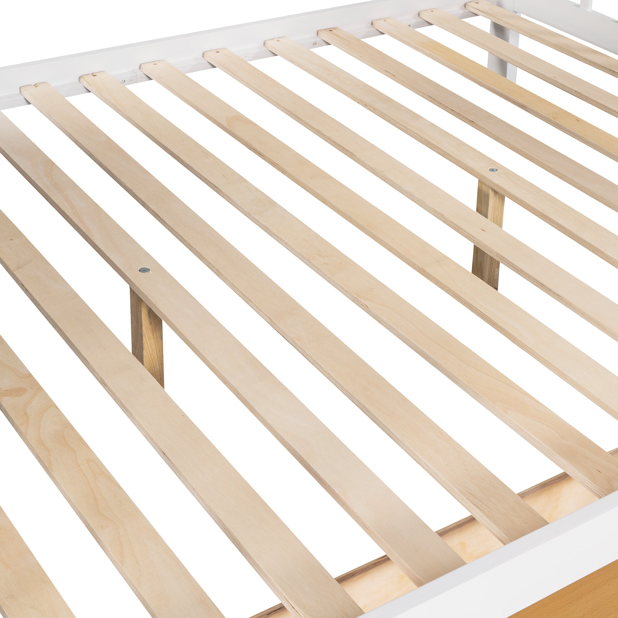 Twin over Full L-Shaped Bunk Bed With 3 Drawers, Ladder and Staircase - White - Atlantic Fine Furniture Melbourne FL