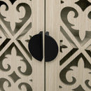 Hollowed Out Cabinet With 4 Doors, Suitable For Bedroom - Natural