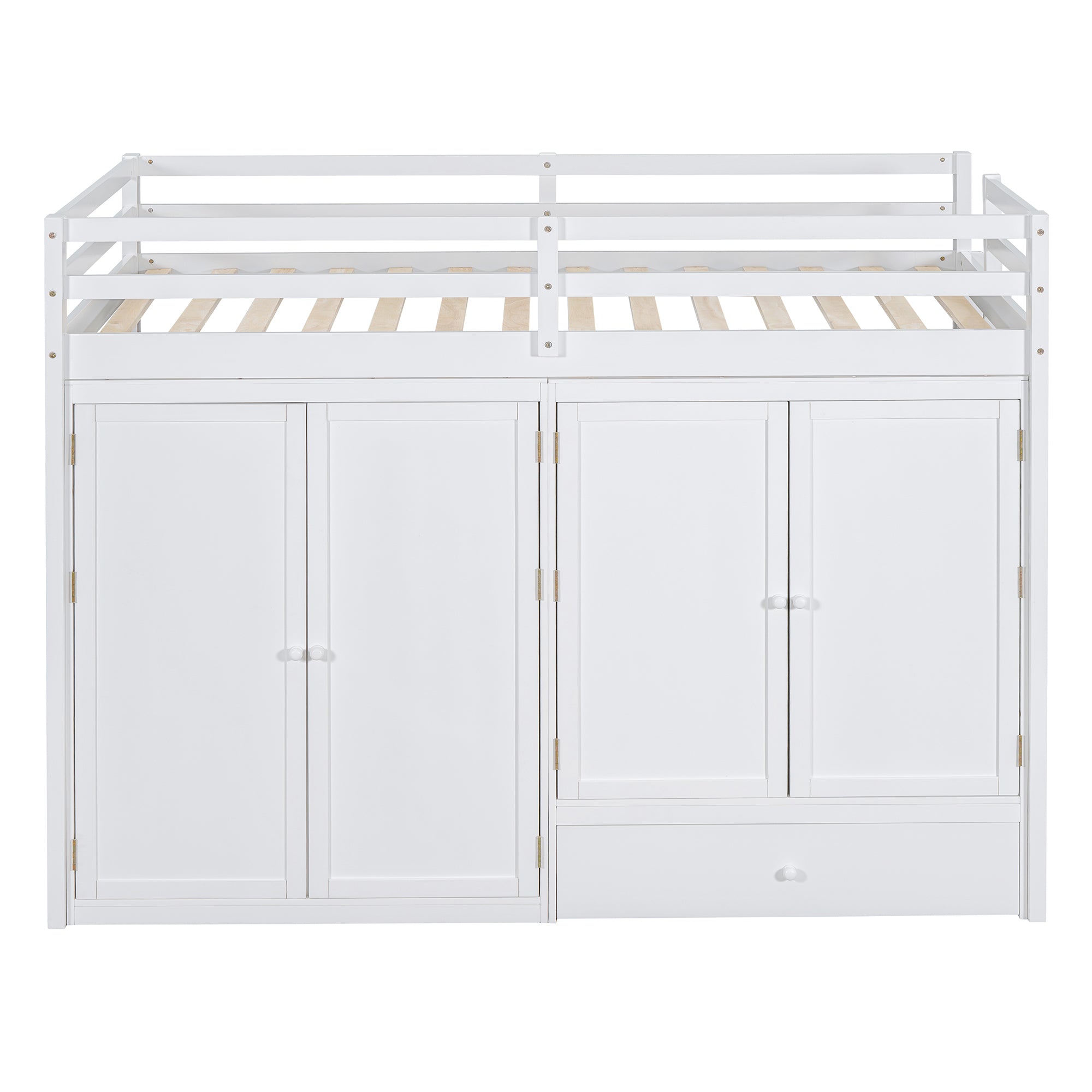 Twin size Loft Bed with Drawer, Two Wardrobes and Mirror, White - Atlantic Fine Furniture Melbourne FL