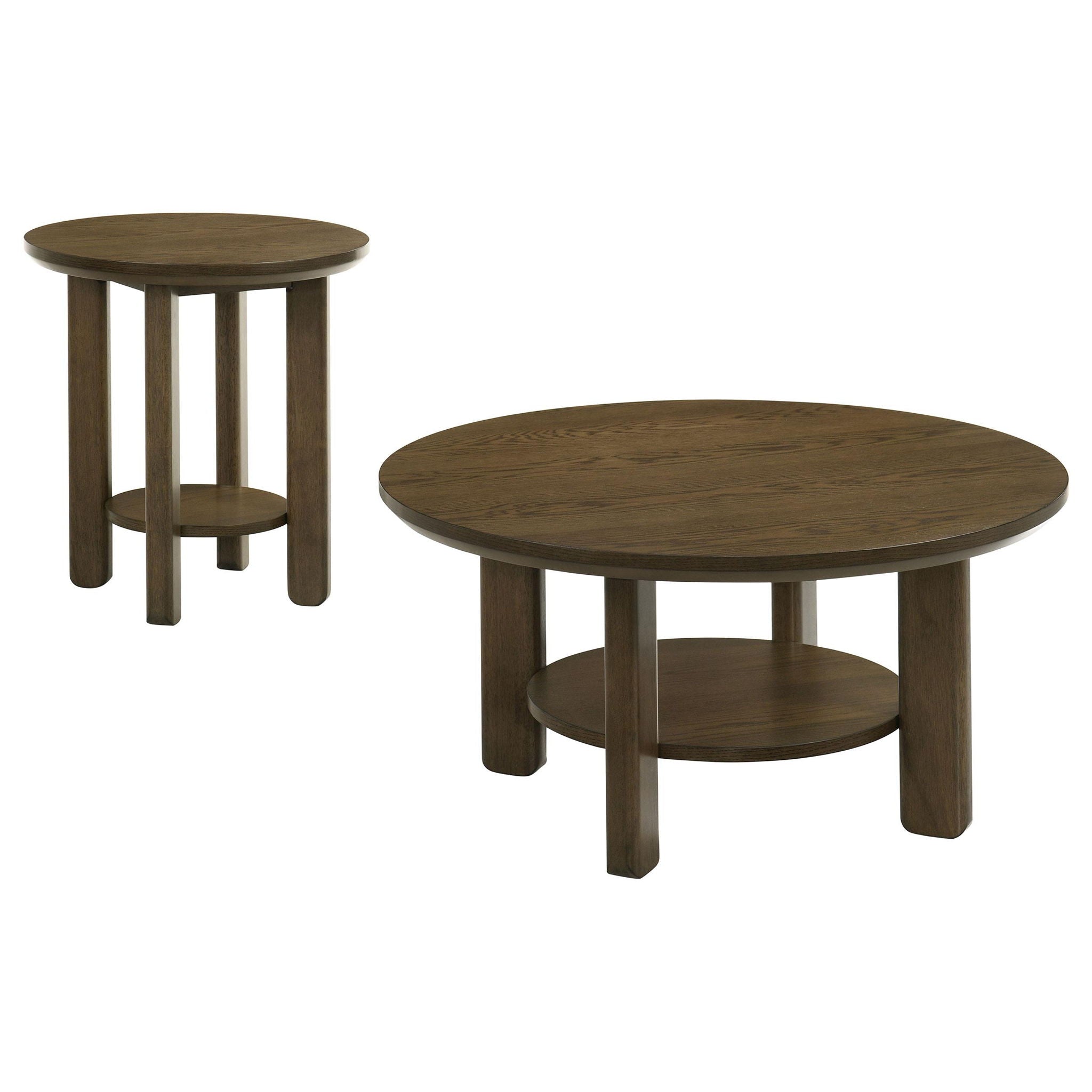 Ottowa 2-piece Round Wood Coffee Table Set Brown - Atlantic Fine Furniture Melbourne FL
