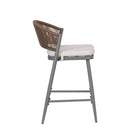 Outdoor 26" Counter Height Metal Frame Counter Stools With Scallop Shaped Backrest & Water Resistant Cushions