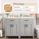Bathroom Vanity With Ceramic Sink, Soft Close Doors, Flip Drawer, Double Layer Door Shelves