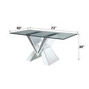 Noralie - 30" Dining Table - Mirrored, Faux Diamonds & Clear Glass Top