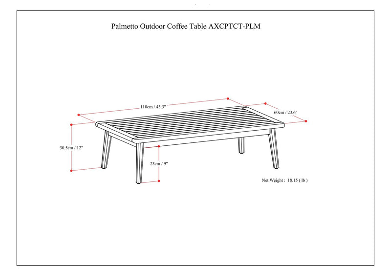 Palmetto - Outdoor Coffee Table - Light Teak