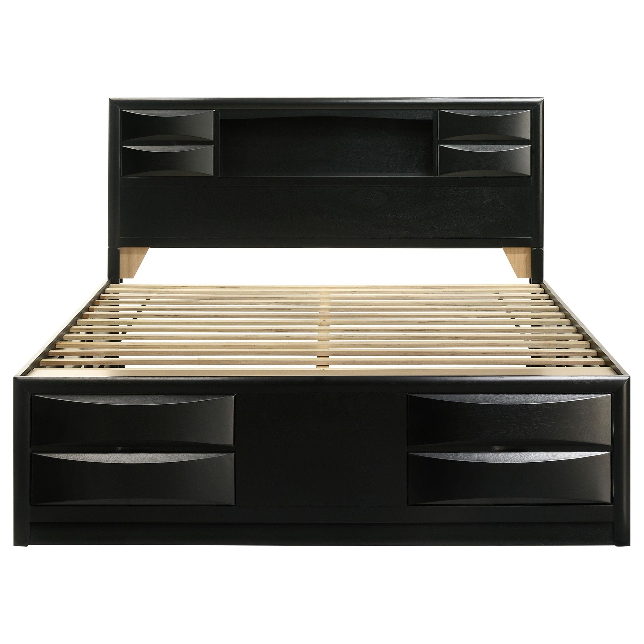 Briana Wood Eastern King Storage Bookcase Bed Black