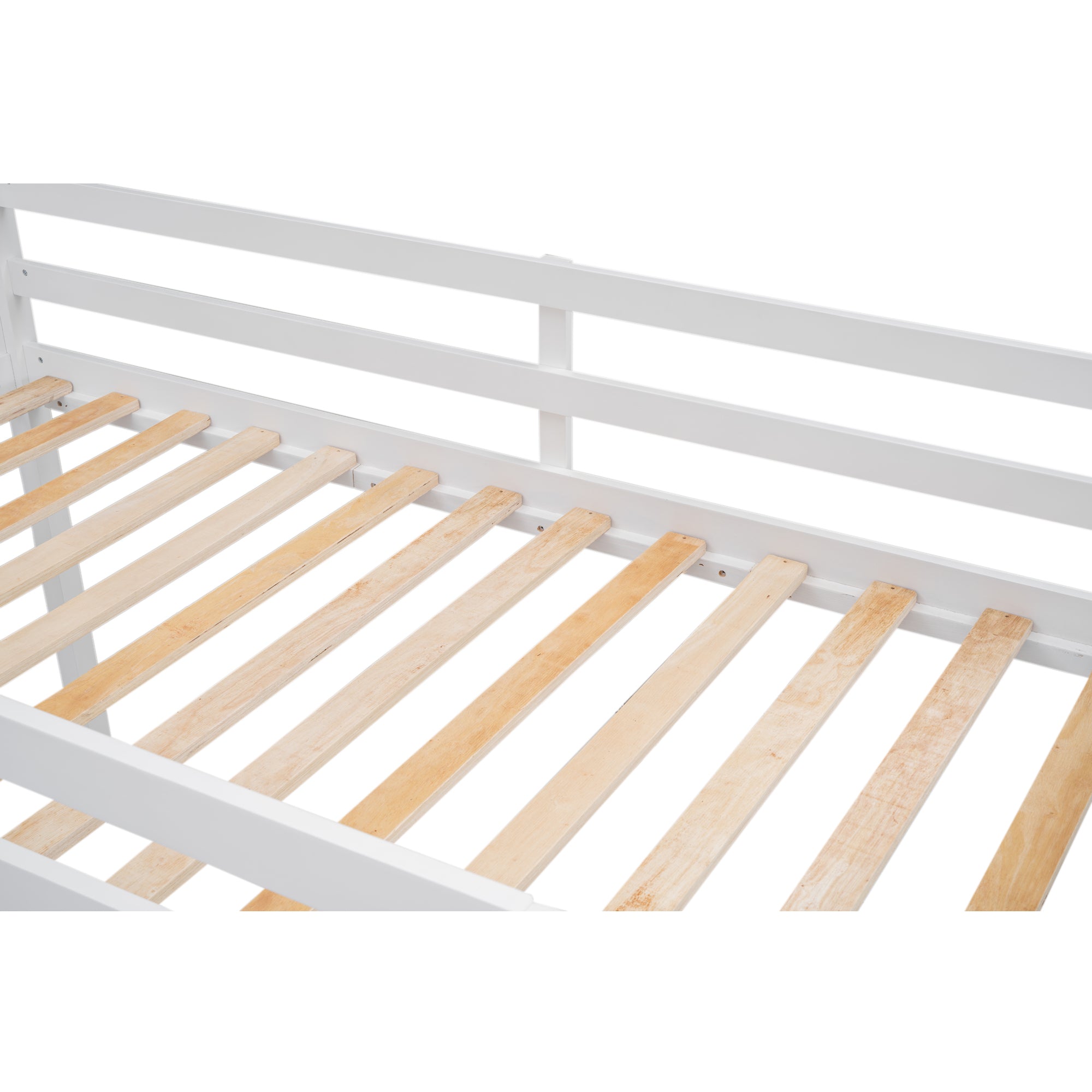 Twin Size Wood Loft Bed with Ladder, ladder can be placed on the left or right, White - Atlantic Fine Furniture Melbourne FL