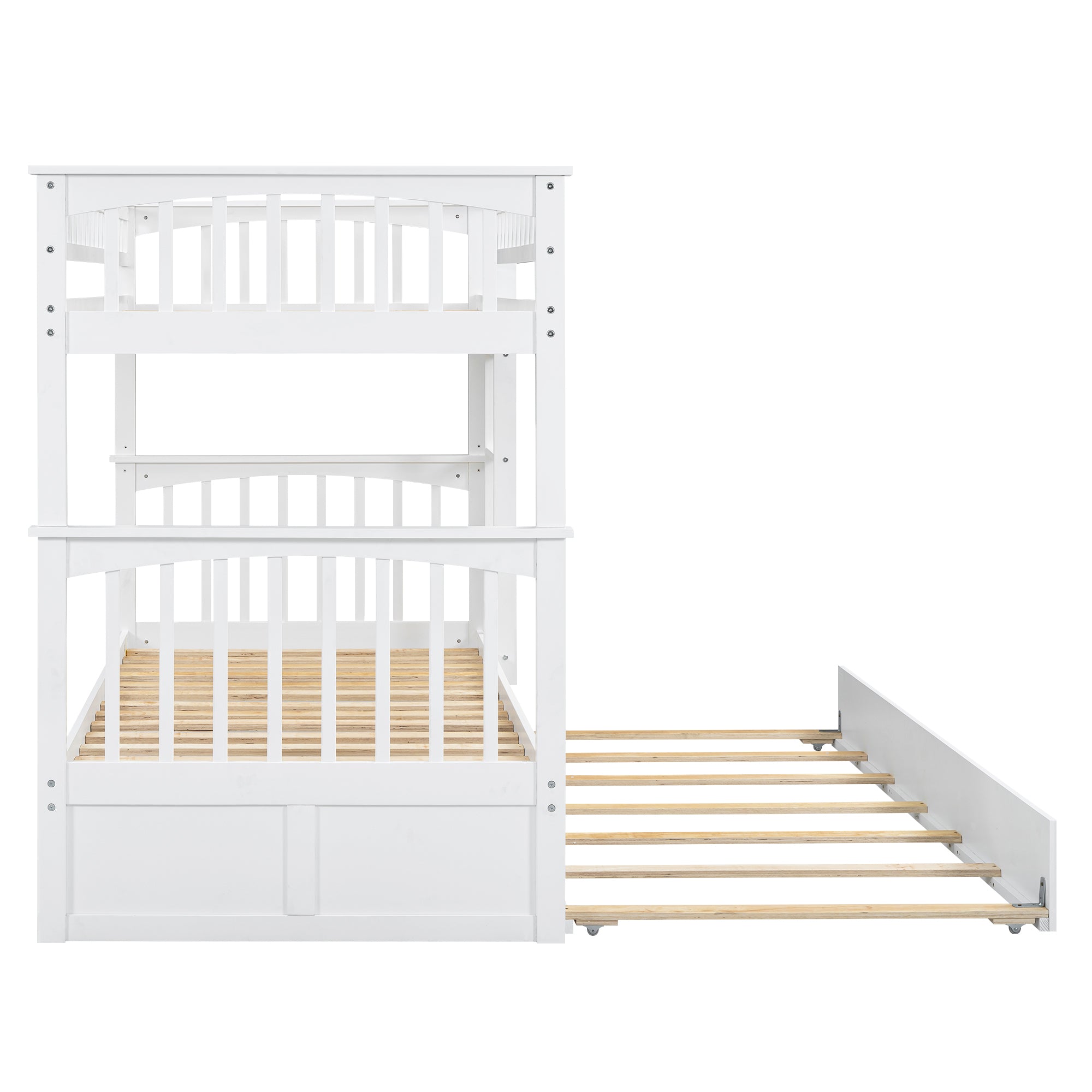 Twin over Twin Bunk Bed with Twin Size Trundle, Convertible Beds, White - Atlantic Fine Furniture Melbourne FL