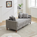 Upholstered Chaise Lounge Indoor With Nailheads, Sleeper Sofa Couch With 4 Throw Pillows & 2 Bolsters, Daybed With Rubberwood Legs
