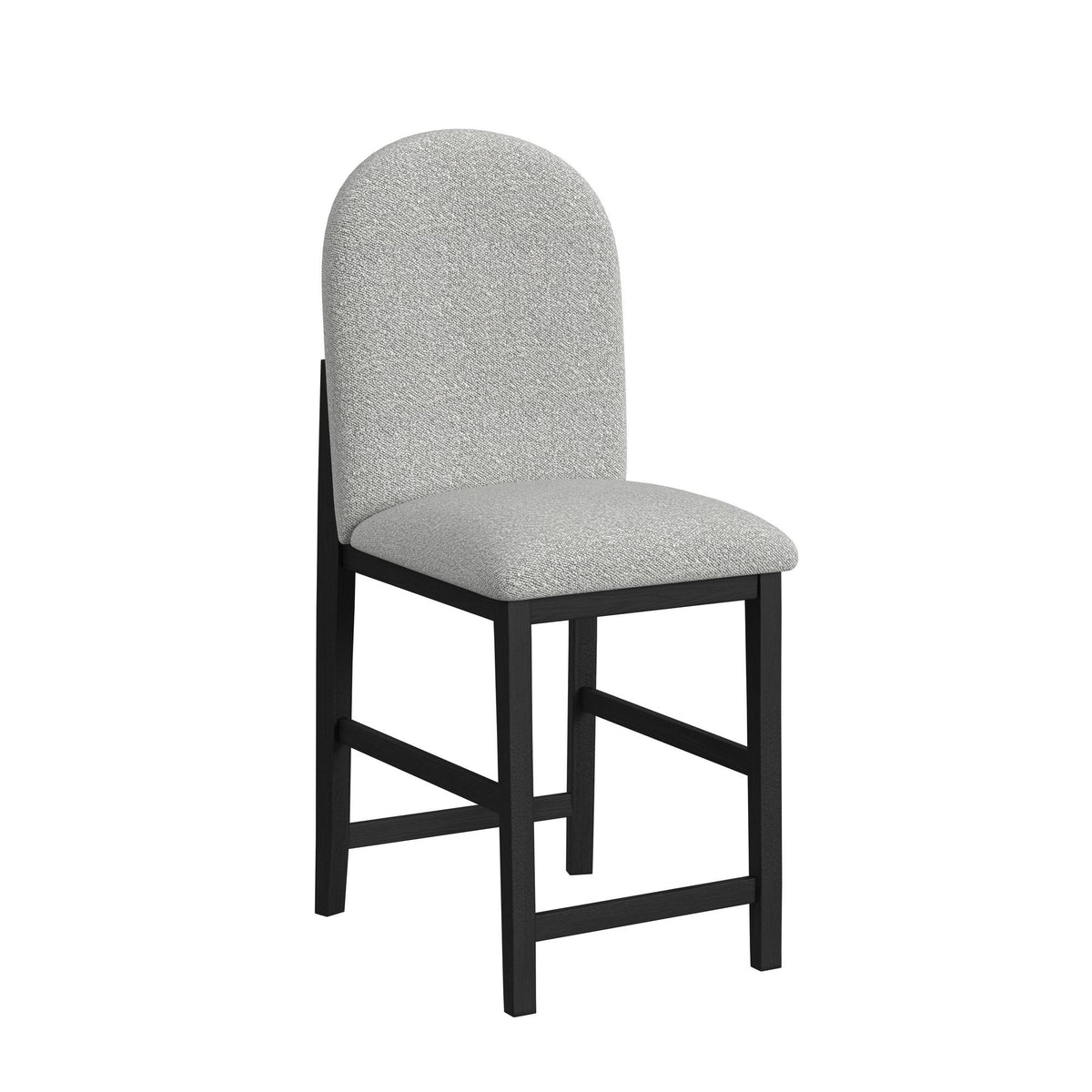 Portland Round Back Barstool With Fabric (Set of 2) in Gray / Black by Elements International